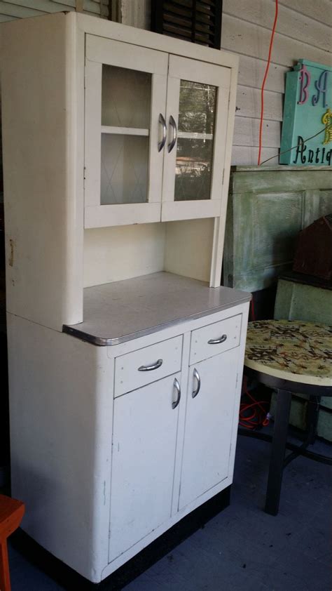 vintage white metal cabinet